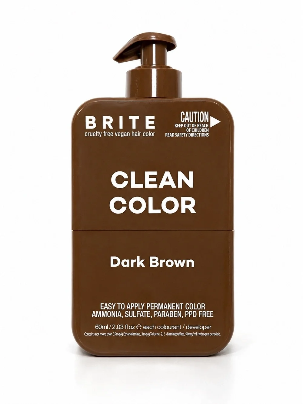 BRITE Clean Color Dark Brown Permanent Hair Dye Vegan Ammonia & PPD Free Kit